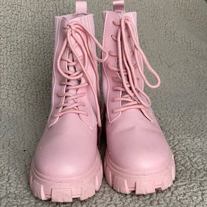 Pink combat boots